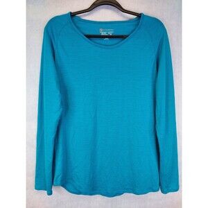 Cloudveil 100% Merino Wool Base Layer Shirt Women's XL Teal Lightweight Stretch